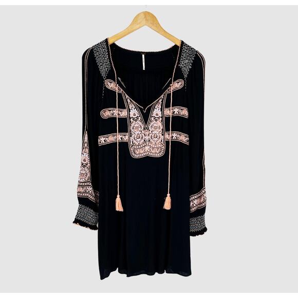 Free People Boho Long Sleeve Embroidered Dress Medium - Picture 3 of 8
